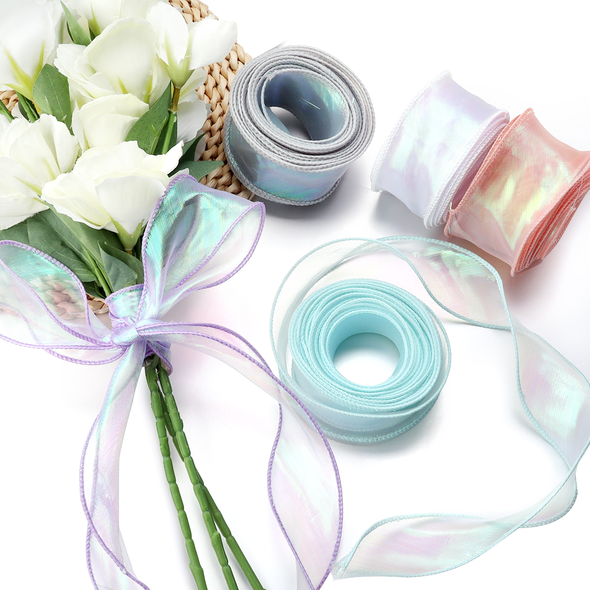 5Yards/Roll Chiffon Silk Ribbo - огляд і ціна Ribbon Organza Roll