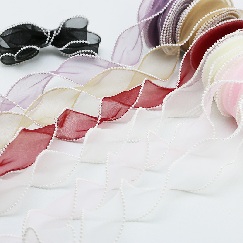 (5yards/roll)4cm Pearl Edge Wa - огляд і ціна Ribbon Organza Roll