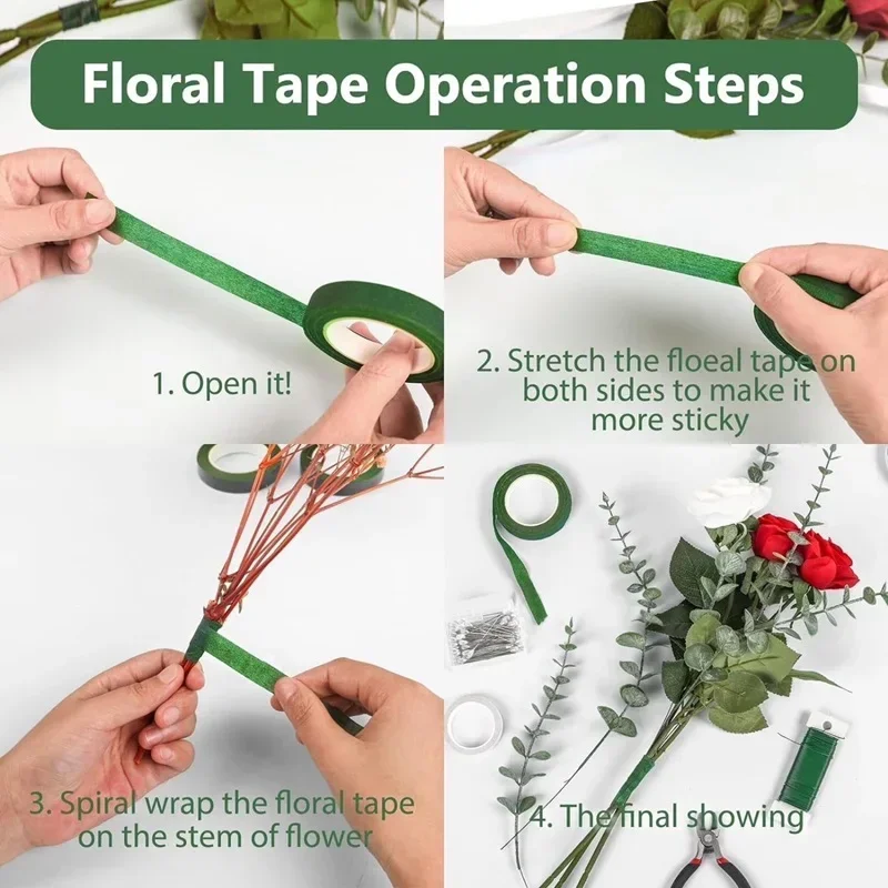 1-10rolls Bouquet Floral Stem  - огляд і ціна Floral Tape Green
