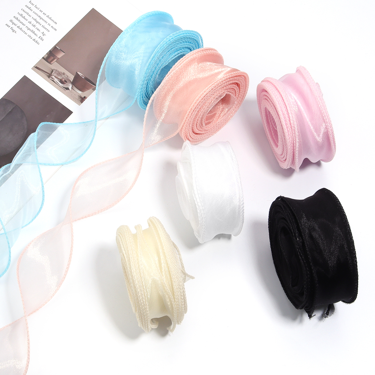 10yards/roll Sheer Chiffon Rib - огляд і ціна Ribbon Organza Roll